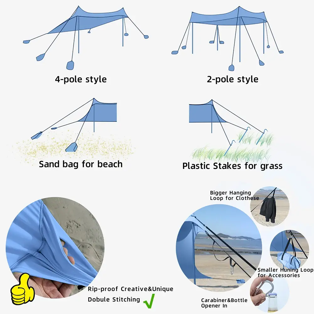 Buypop Up Beach Shade 1500-2000 Mm 1500-2000 Mm 5