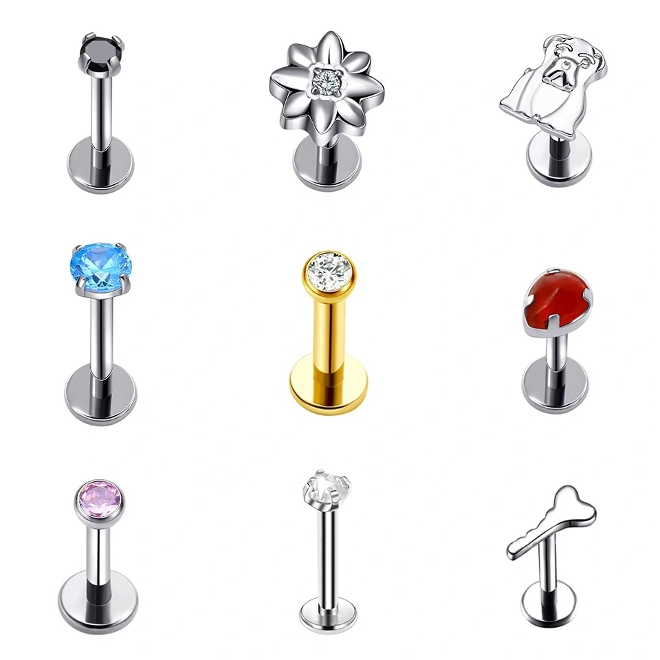 Eternal Metal Astm F136 Titanium Threadless Labret Titanio Body Piercing Jewelry 1