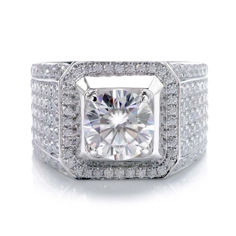 Provence 18K Men estilo Oro blanco 3 quilates Anillo de boda de diamantes moissanite 1