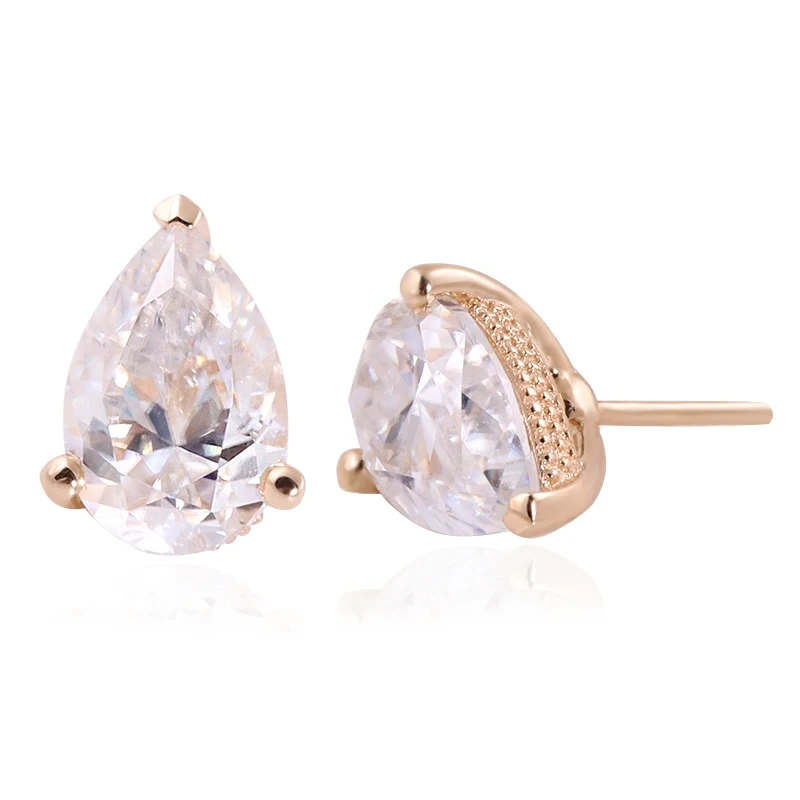 Women Classic 10k Gold amarillo D VVS1 Pear Cut 1CT Gra Gertificate Joyas Pendientes Mujeres Aretes de lujo Moissanite Pendientes 1