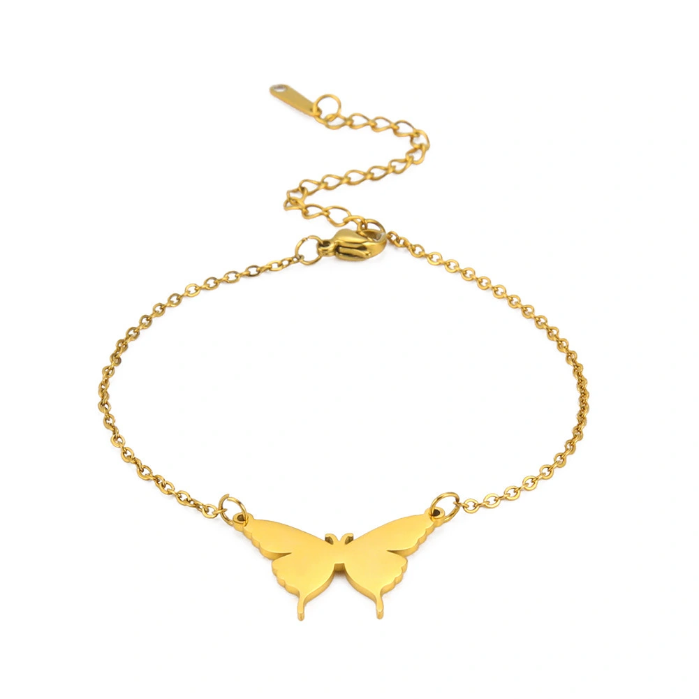 Wholesale Fashion New Gold And Silver Butterfly Pendant Stainless Steel Bracelet Women's Jewelry 1
