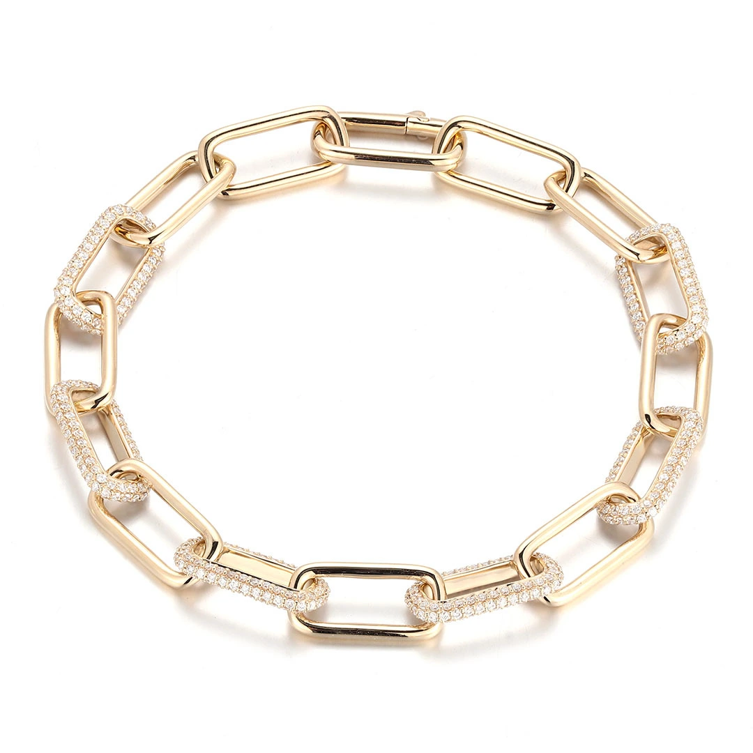 1.7cttw Bracelet en papier Diamond VVS Lab Round Labs en or 14K Jaune 6.5  1