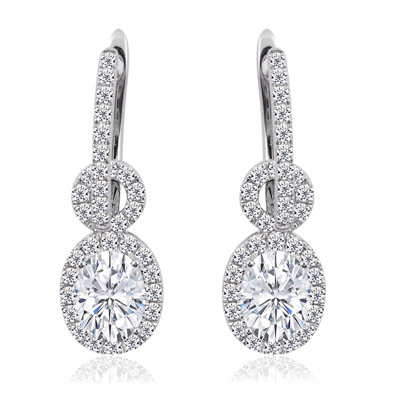 Nuevo diseño de moda Women Engagement Boda 2C Corte ovalado 10K Amarillo Blanco Gold VVS D Color MOISSANITE Pendientes 1
