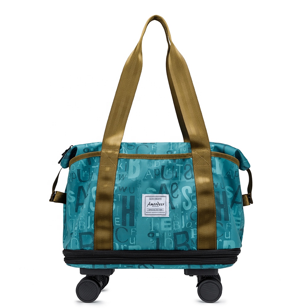 With Double Layer Extension Wheeled Travel Luggage Bags Weekender Travel Tote 1