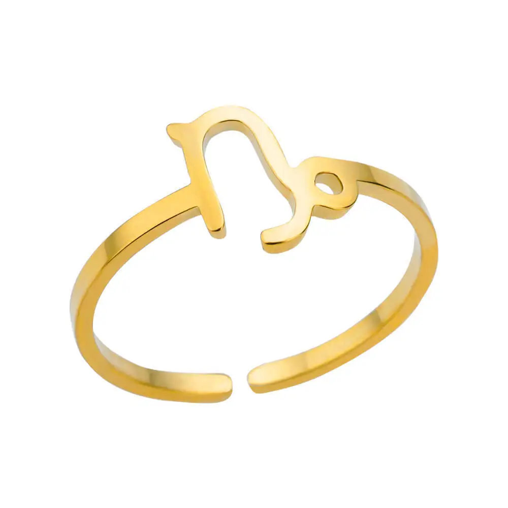 Fashion Stainless Steel 12 Horoscope Ring Gold Plated Titanium Steel Twelve Constellations Adjustable Rings For Women Gifts 1