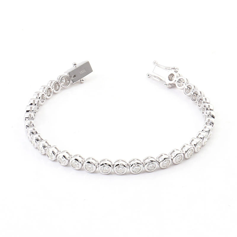 D VVS Moissanit Link -Kette Feines Armband 925 Sterling Silber Moissanit Mode Schmuck Tenniskette Armbänder für Männer Frauen 1