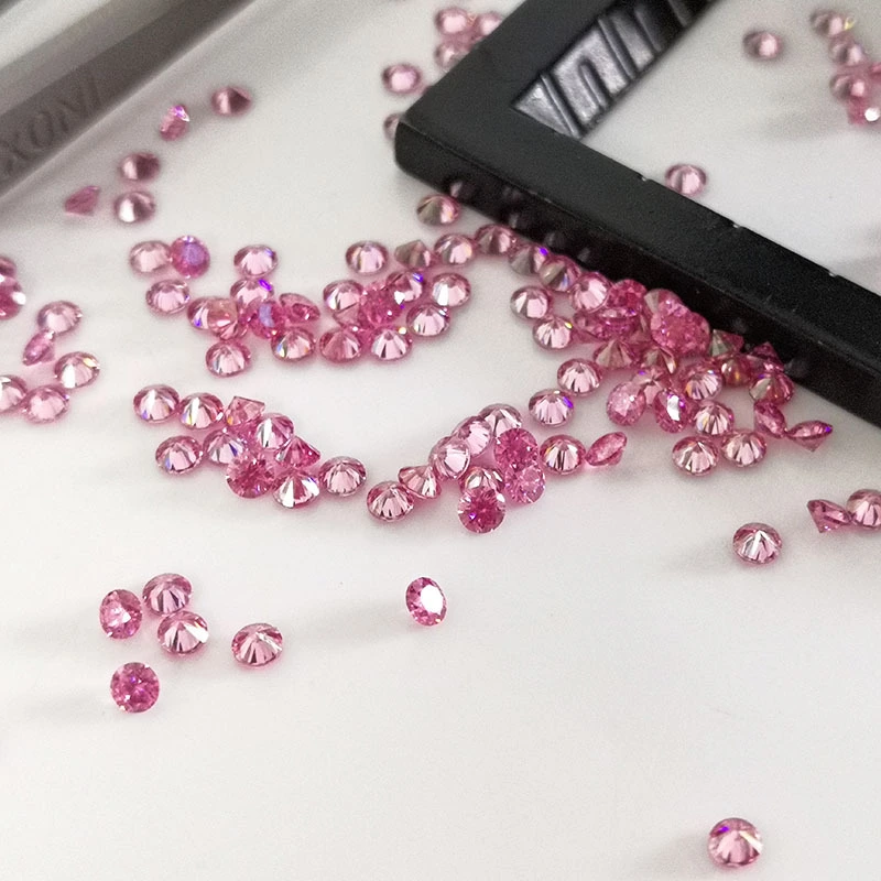 Small Size Pink Diamond Carat Price Round Brilliant Cut 2mm Pink Plated Moissanite Diamond For Ring Making 1