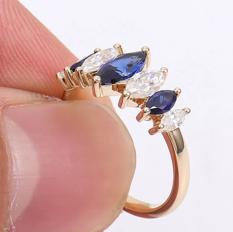 Customized Sapphire And Moissanite Loose Diamond Engagement Ring Diamond Moissanite Luxury Designer Wedding Ring For Women 1