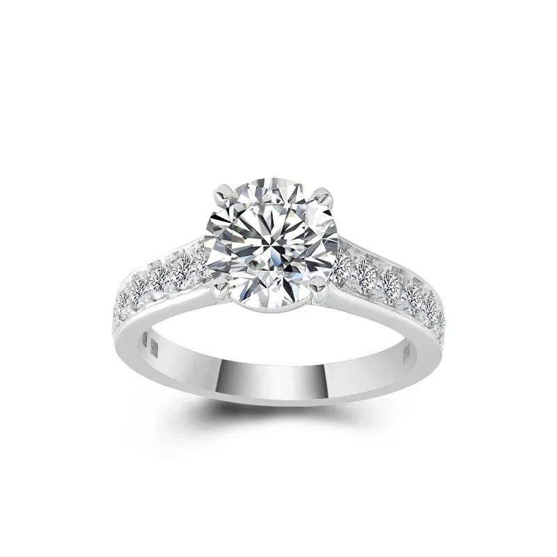 مجوهرات الزفاف الزفاف أفضل مبيعًا بحلقات زفاف ذهبية بيضاء مع 2ct 2ct Def Moissanite Diamond 1