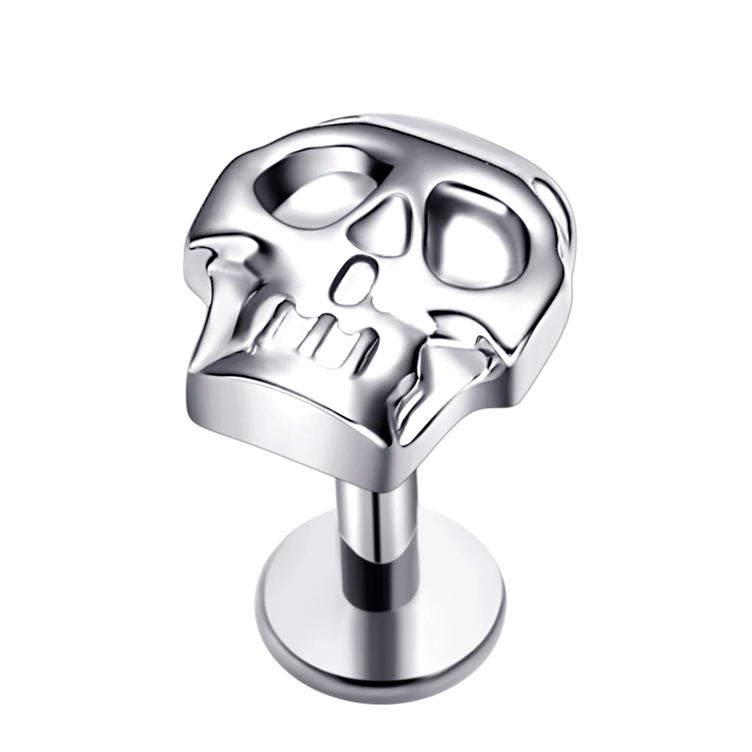 Eternal Metal G23 Titanium Skull Internally Threaded Helix Ear Body Piercing Lobe Jewelry Nose Stud 1
