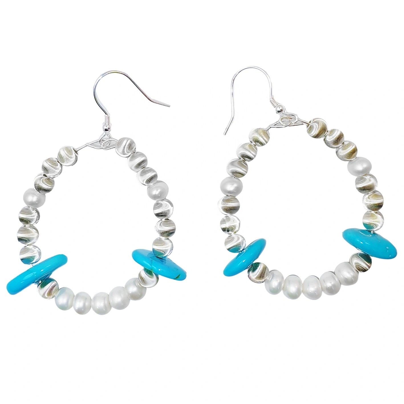 Pearl Earrings S925 Silver Earrings Natural Turquoise High Quality Pearls Luxury Style Hot Selling Popular Style 1