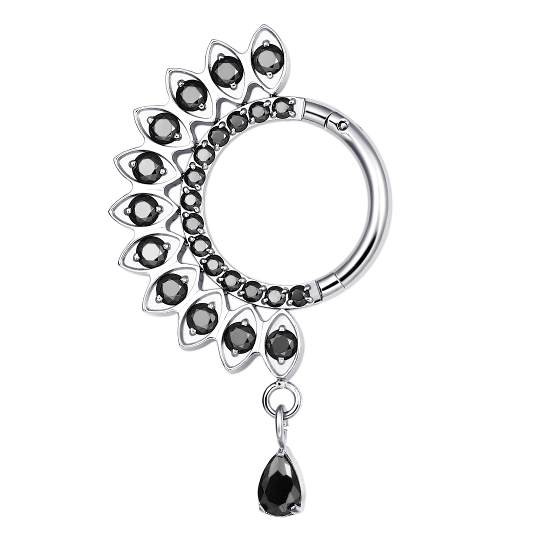 Eternal Metal Astm F136 Titanium Delicate Unique Hinged Segment Clicker With Zircon Dangle Conch Helix Daith Piercing Jewelry 1