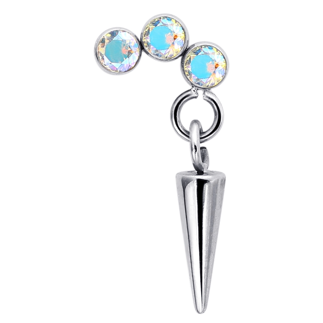 Eternal Metal Astm F136 Titanium With Multiple Color Zircon With Cone Dangle Flat Internally Threaded Labret Piercing Jewelry 1
