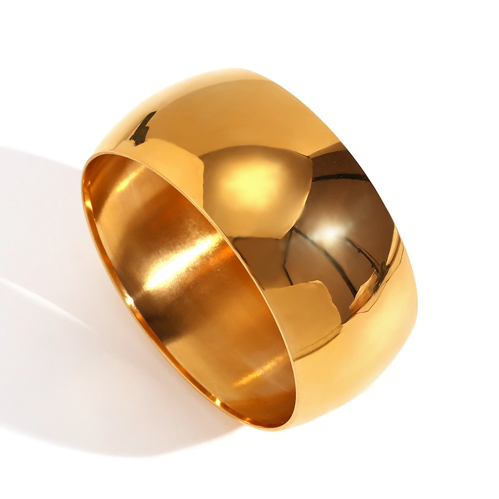 Waterproof Chunky Bangles Set 18k Gold Plated Stainless Steel Glossy Bracelet Jewelry For Women 1