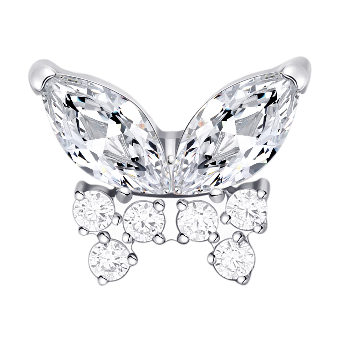 Butterfly Threaded Top Eternal Metal Astm F136 Titanium Implated Ab Colour Cz Threaded Top Earring Labret Piercing Jewelry 1