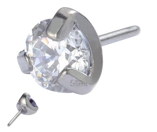 Eternal Metal Astm F136 Titanium Threadless 3 Prong Set Cz Labret Piercing Ends 1
