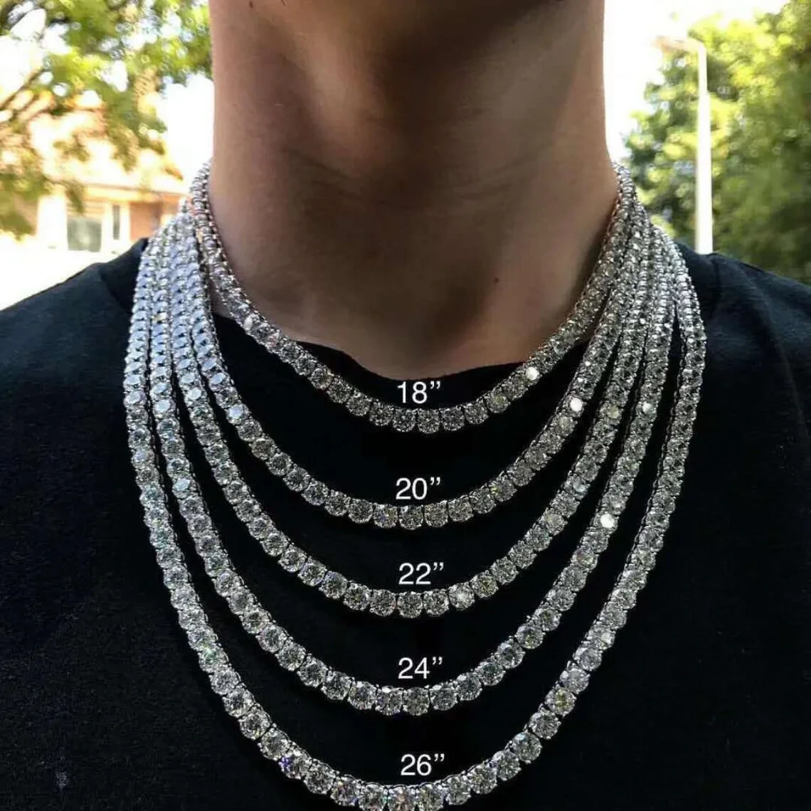 Luxury Shining Fine Custom Real Solid Gold Vvs Diamond 3mm Lab Grown Diamond Tennis Chain With 14k Gold 1