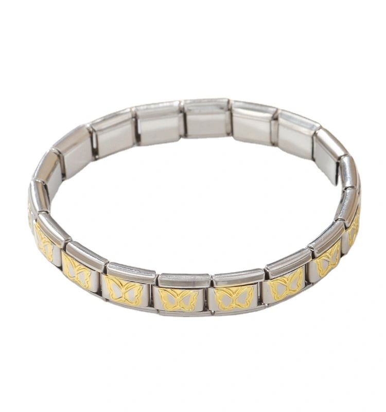 Intermediate Gold Butterfly Stainless Steel Bracelet Fashion Italian Charms Elastic Bracelet Titanium Steel Bracelet 1