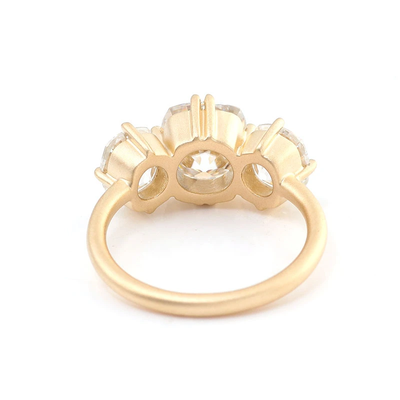 Hot Sale Wedding Ring Vvs Moissanite Small Diamond Ring Three Stone 14k Gold 1