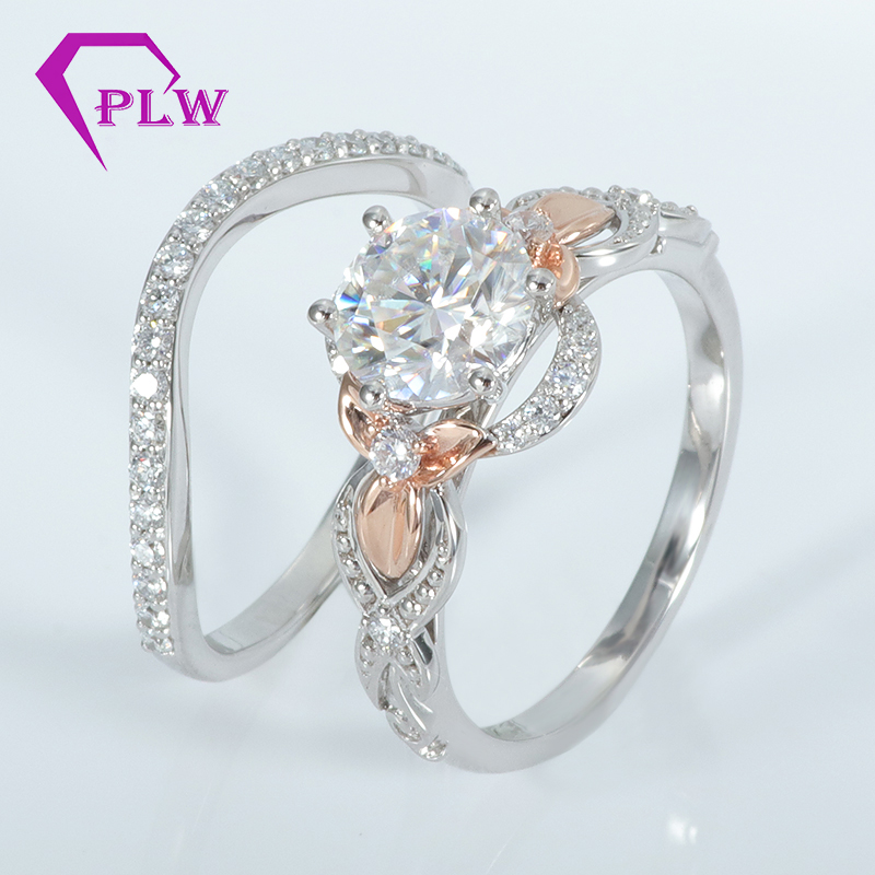 Verlobungsring mit Moissanit-Diamanten im Herz-Pfeil-Schliff, 2 Karat, mit gebogenem Band, 14 Karat Weißgold<000000>Roségold 9