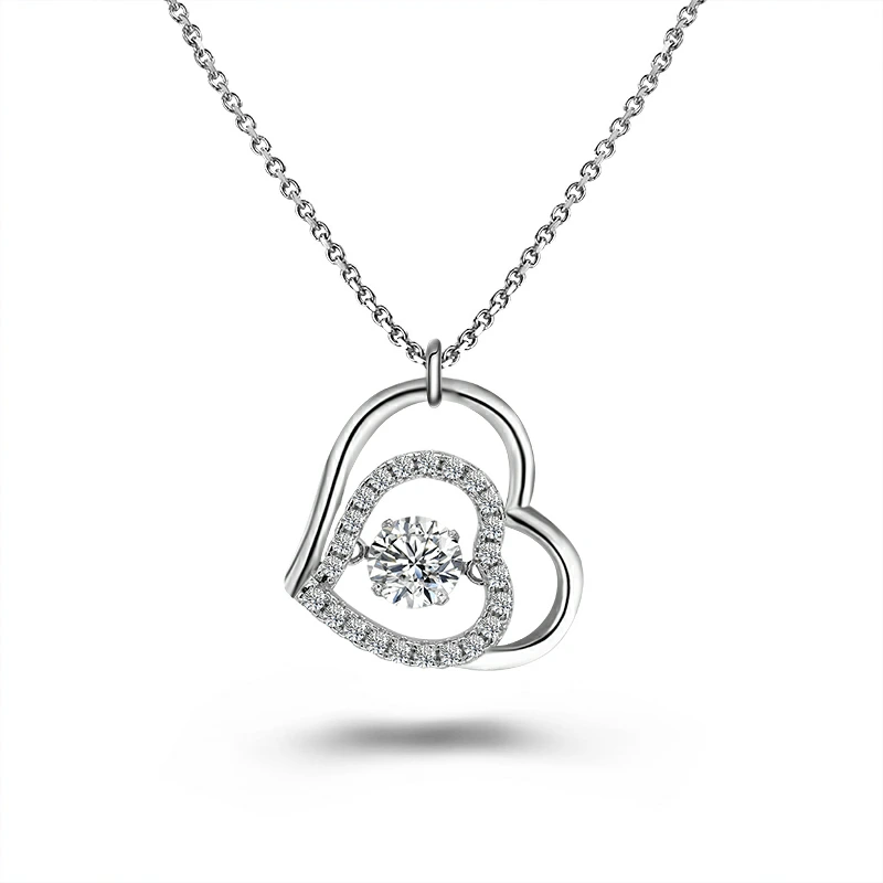 Ladies 5mm Moissanite Heart Necklace 0.5 Carat Diamond Necklace Vvs Clarity And Fine Cut Heart Shape Sterling Silver Necklace 1