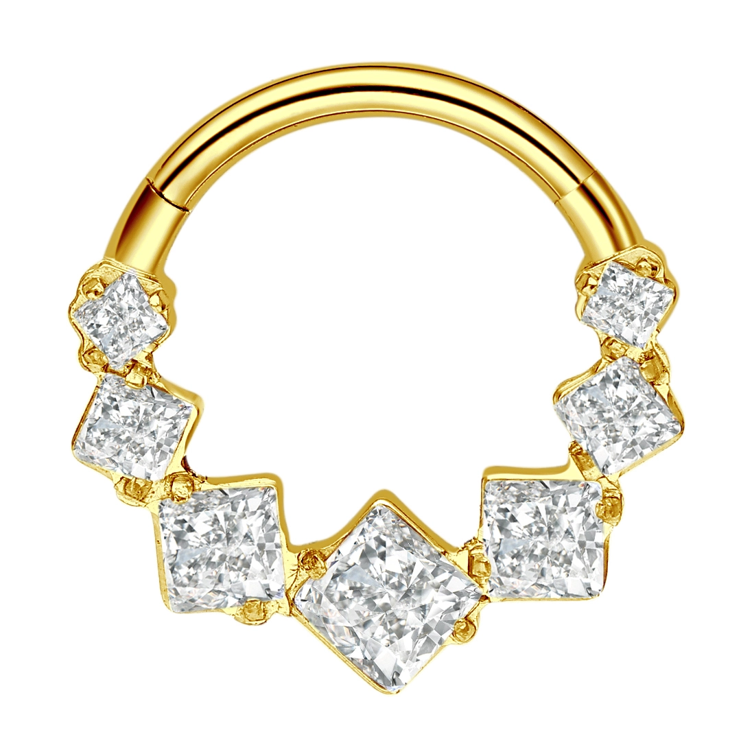 Eternal Metal Astm F136 Titanium Delicate Unique Hinged Segment Clicker With 5a Square Zircon Multiple Color Piercing Jewelry 1
