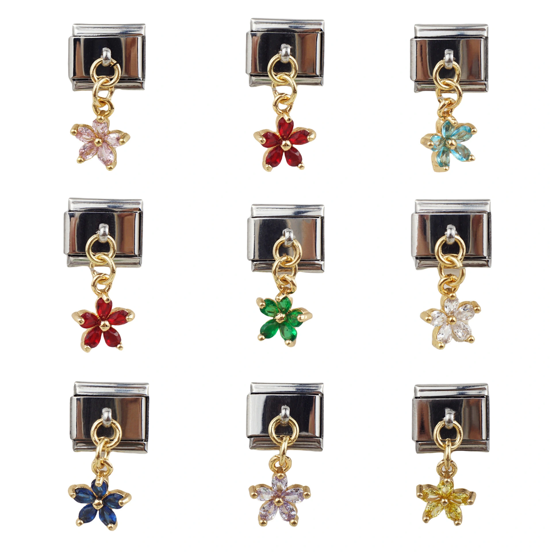 Wholesale New Italian Style Module Bracelet Pendant Series Diamond Inlaid Flower Series Styling Assembly Chain 1