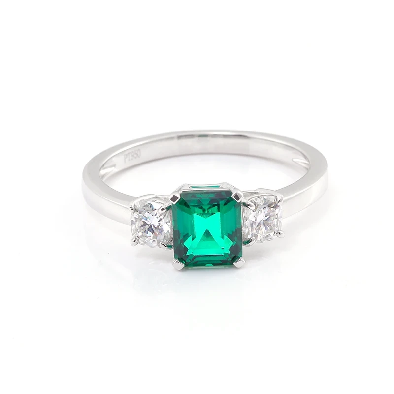European And American Gold Color Jewelry For Women Man Lover 10k 14k 18k Gold Emerald Ring Three Stone Ring 1