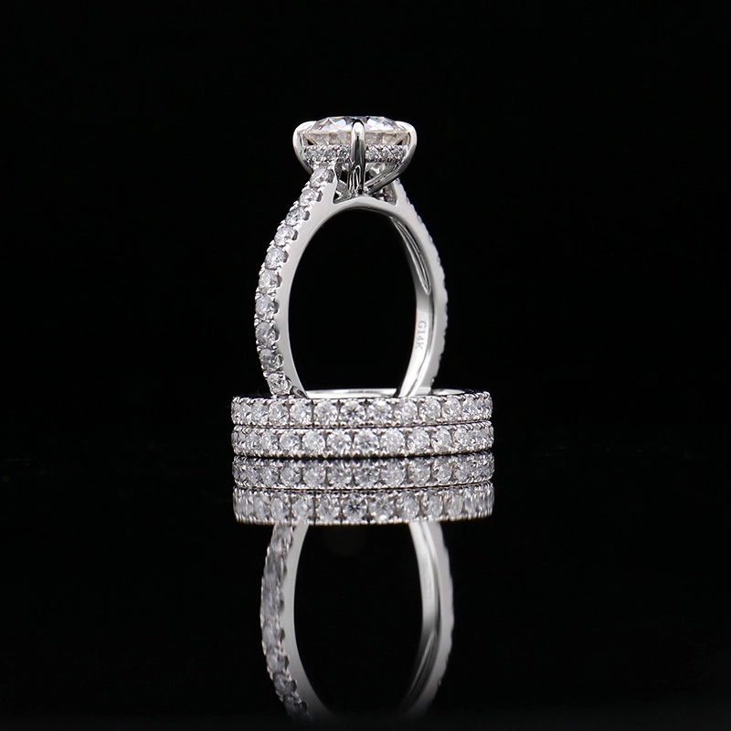 Provence Jewelry Diamond Ring Set Stone 14k White Gold Ring Set Def Moissanite Round Cut Wedding Ring Set 1