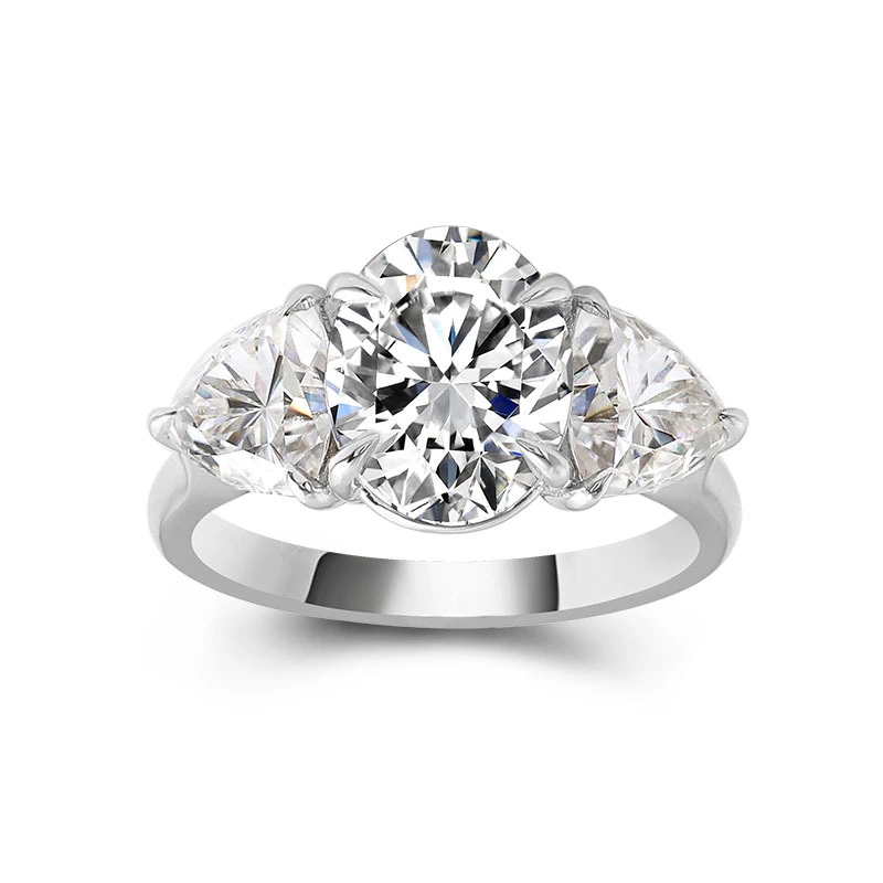 Vente chaude Fashion Ovale Cut 1ct trois pierres Moisanite Ring Claw Setting Moisanite Diamond pour les femmes 1