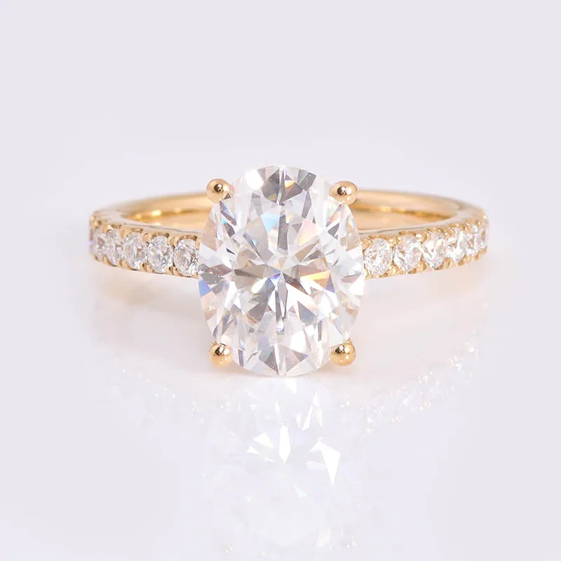 High Quality Women Diamond Wedding Rings Jewelry Gifts 2ct Oval Cut Yellow Gold 18k 14k 10k Anniversary Moissanite Party Ring 1