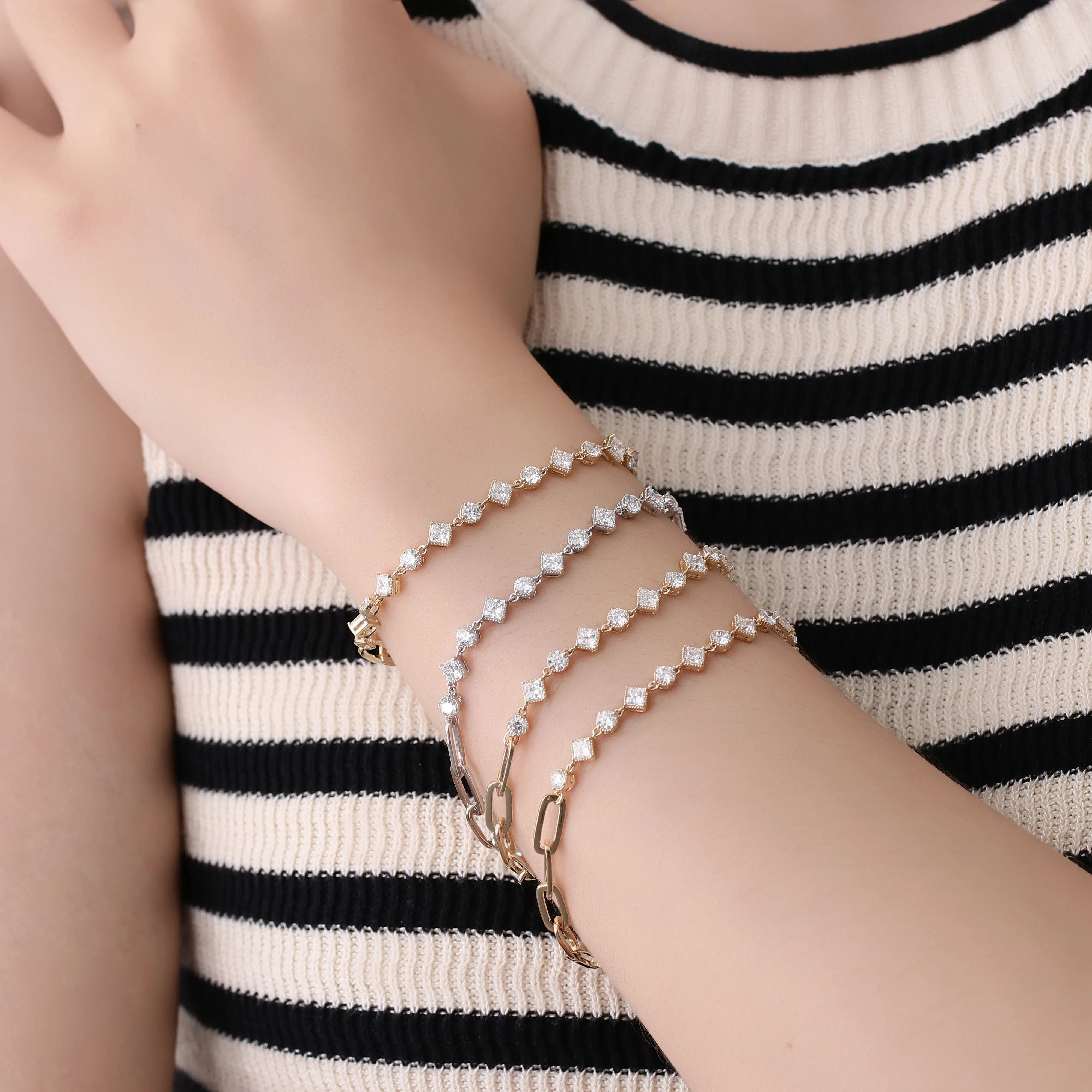 Fine bijoux Haute personnalisée 14K Or blanc / or Vvs Clarity Moisanite Diamond Bracelet Bijoux de mariage Bracelet pour femmes 1