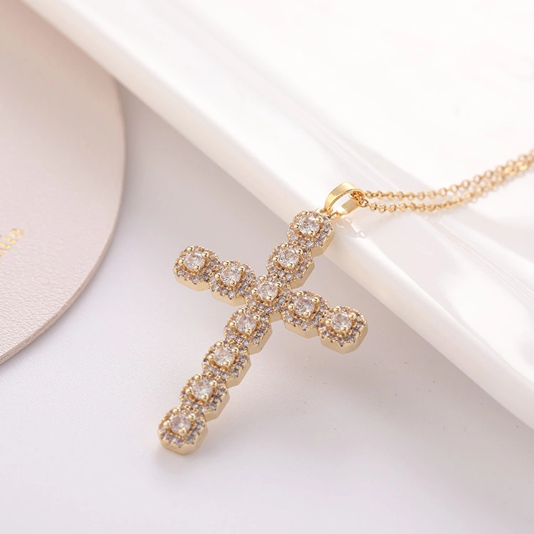 Ins Style Jewelry With A High-end Feel Niche Cross Pendant Necklace Zircon Collarbone Chain 1