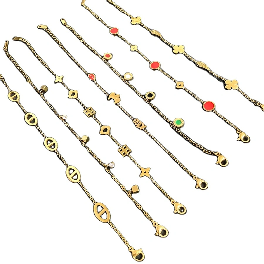 Wholesale New Stainless Steel Simple Four Leaf Multiple Bracelet Light Luxury Ins Style No Fading Waterproof Jewelry 1