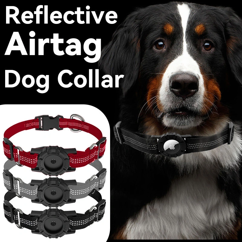 Factory Adjustable Reflective Air Tag Dog Collar with Waterproof Holder Case -xinchen 1