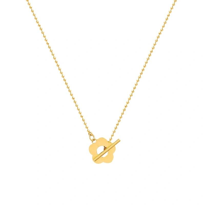 Manufacturer Wholesale Fashion Popular Gold-plated Ball Chain Flower Buckle Pendant Necklace Women's Luxury Necklace 1