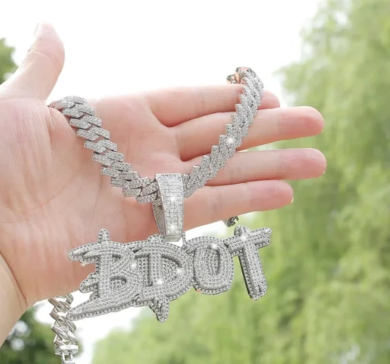 Custom Name Necklace Men Personalized Pendants Moissanite Diamond Custom Letter Pendant Iced Out Hip Hop Rock Jewelry For Gift 1