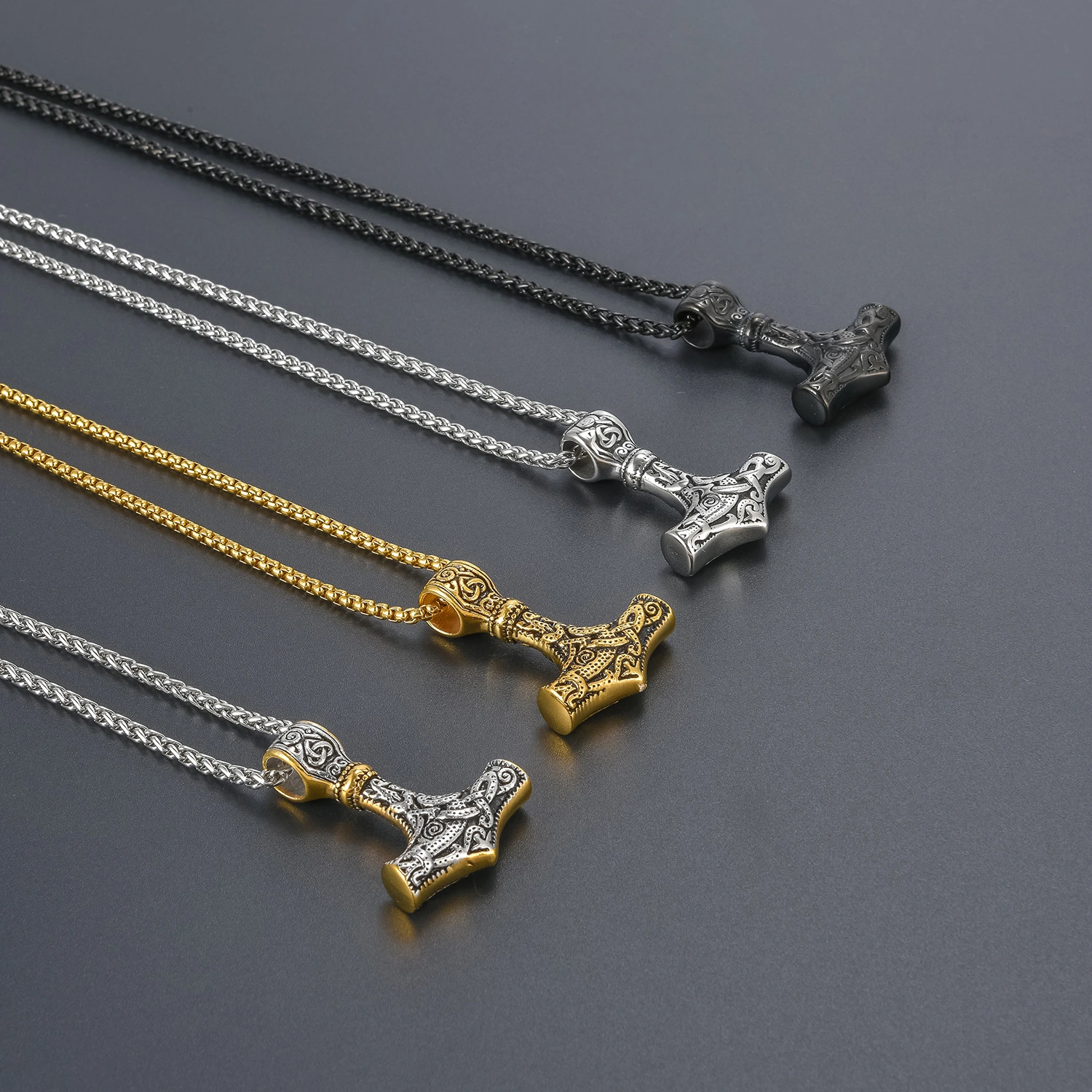 Retro Viking Norse Thor's Hammer Mjolnir Pendant Scandinavian Jewelry Necklace For Man 1