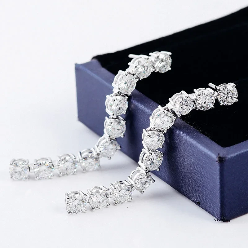 18k 14k 10k White Solid Gold Large Diamond Drop Earrings Round Brilliant Cut Women Vvs Moissanite Drop Earrings For Women Party 1