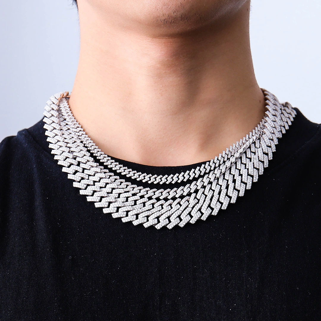 Pass Tester 8/10/12mm S925 Silver/18k Gold Plated Moissanite Cuban Chain Necklace/bracelets Def Vvs Moissanite Diamond Women Men 1