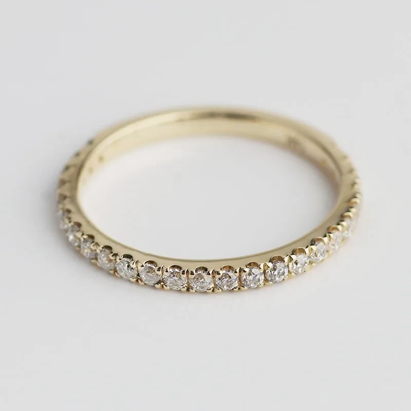 Nouvelle arrivée Solid 14k Yellow Gold Eternity Ring Band pour le mariage 1