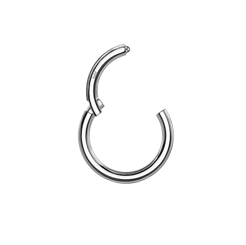 Eternal Metal 14g,16g,18g 14k Solid White Gold Nose Piercing Clicker Hinged Segment Ring Body Piercing Jewelry 1