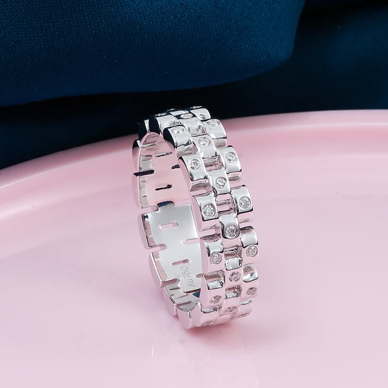 Joyas de Provence Gold White Gold Moissanite Ronda brillante Corte Hip Hop Jewelry Anillo 1