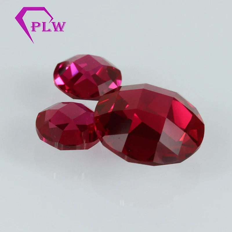 Provence Gems Loose Synthetic Corundum Gemstone Ruby 3# 5# 8# Round Checker Cut Loose Polished Ruby Stone 1