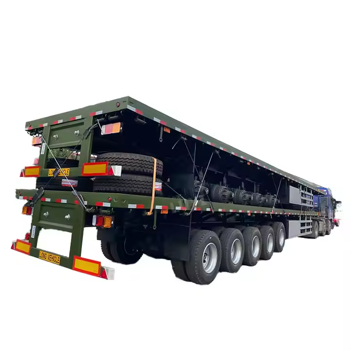 Remolque de cama plana ajustable de 5 ejes 50 pies 120T Transporte pesado 1