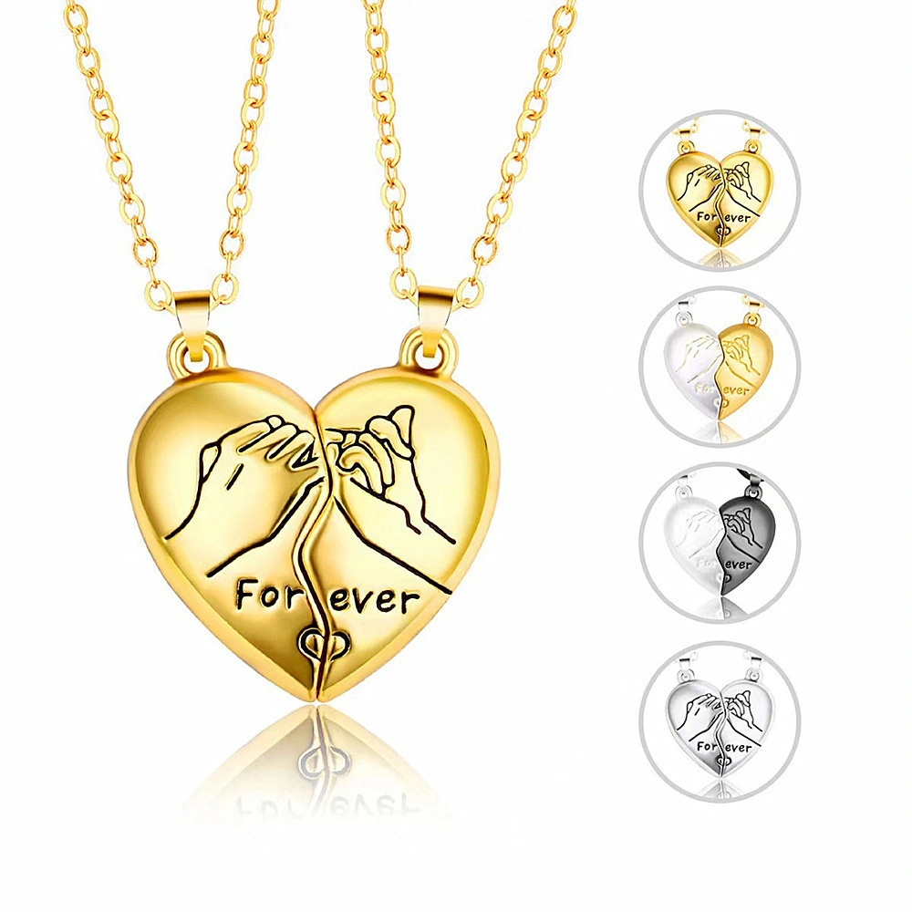 Wholesale Hot Sale Gold Best Friend Heart Charm Pendant Friendship Necklace For Men And Women's Collarbone Chain 1