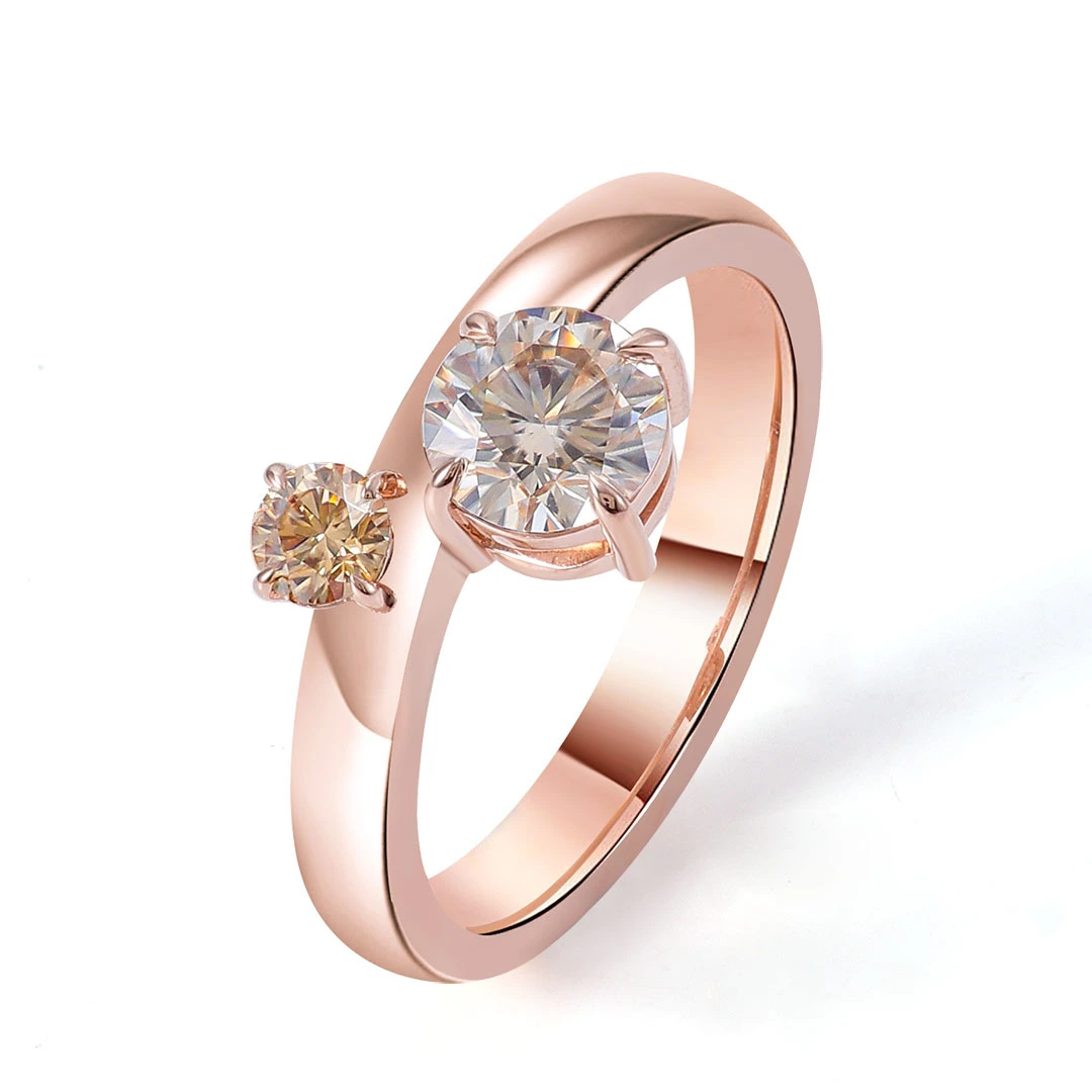 Provence 18k Gold 6,5 mm Rond Brilliant Cut Moissanite Anneau de fiançailles Moisanite Diamond Maginage de mariage pour femmes 1