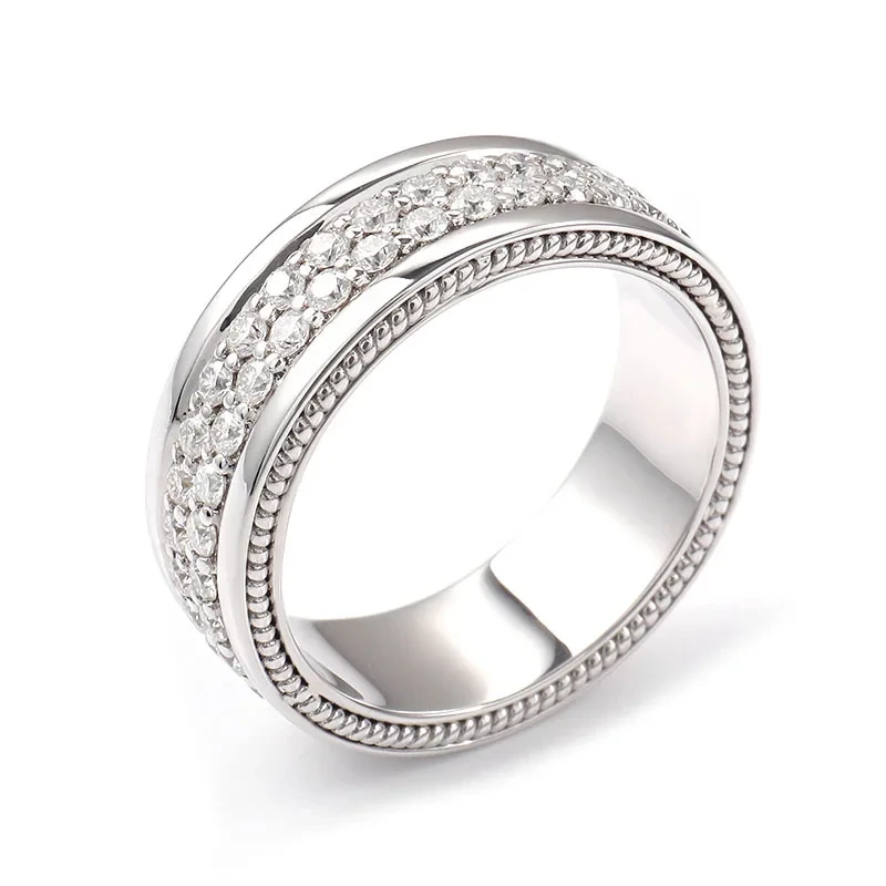 Provence Jewelry 14K White Gold Moissanite Ring 1.8mm Round Brilliant Cut 7mm Band Band Ring Style 1
