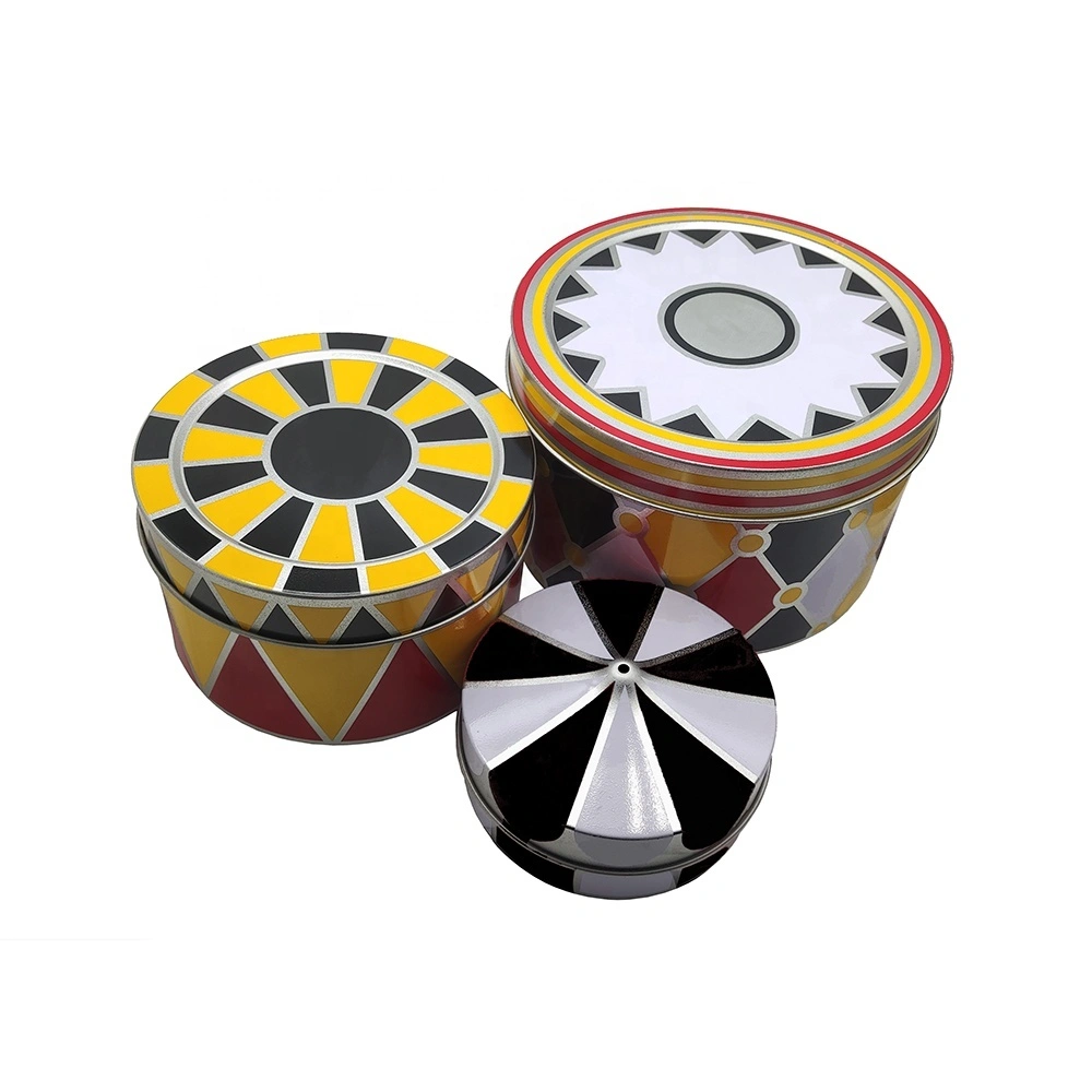 Three-piece Round Metal Tin Can Set Empty Gift Tin Boxes for Food Packaging 1