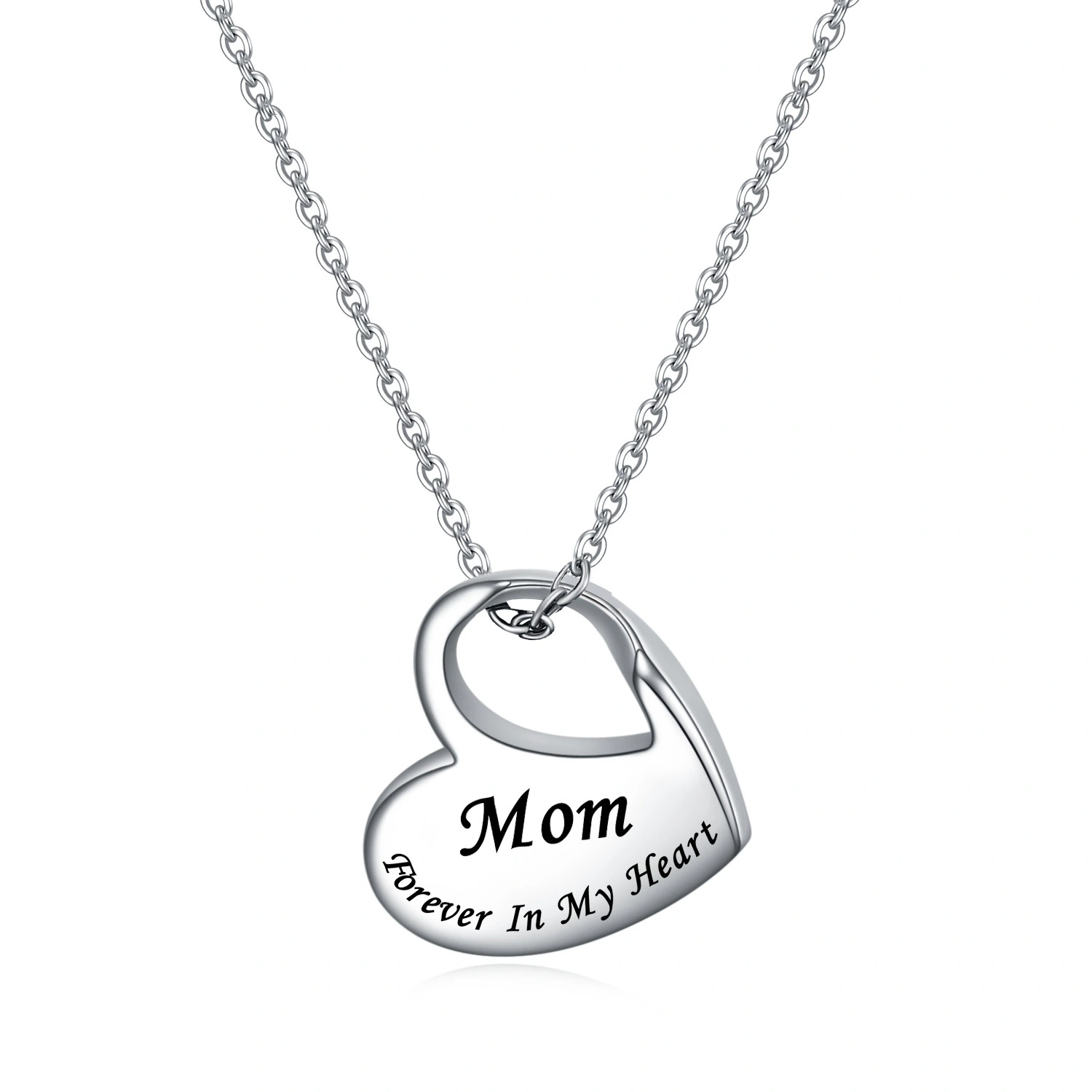 Stainless Steel Bone Ash Box Family Pet Commemorative Forever In My Heart Heart-shaped Large Capacity Necklace 1
